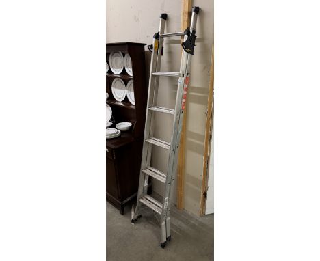 An adjustable aluminium step ladder