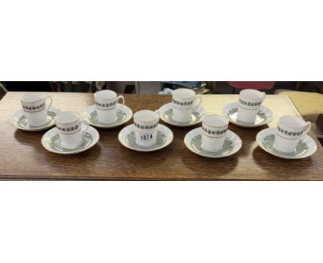 Eight Spode coffee cups and saucers.