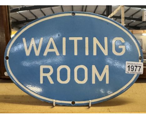 A retro Railway Station Waiting Room oval enamel sign 30 x 20cm
