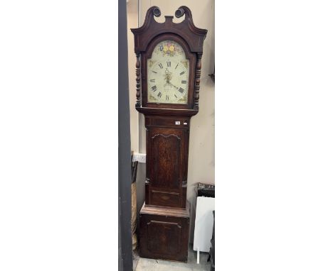 A painted dial mahogany Grandfather clock.