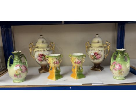A quantity of vintage Continental ceramic vases &amp; lidded urns (1 urn has hairline crack)