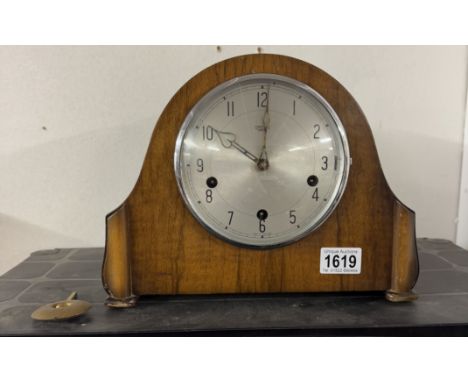 A Smiths mantle clock with key &amp; pendulum