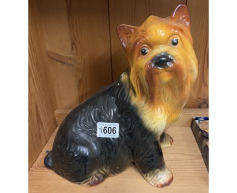 A large scale 1/1 ceramic Yorkshire Terrier dog, unbranded