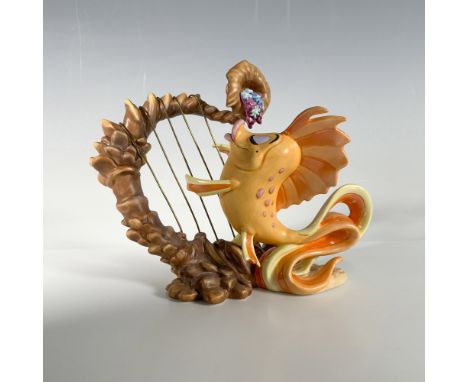 Porcelain figurine of a harp-playing fish from the movie The Little Mermaid. WDCC and Gold Circle Dealer backstamps. Certific