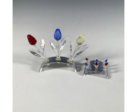 This exquisite collection features three large tulips with a stand, along with a second stand holding nine miniature tulips. 