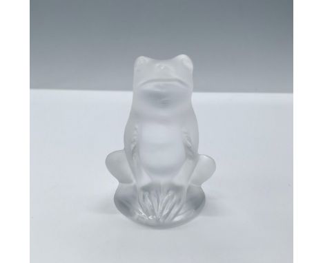 Adorable frosted crystal figurine of a seated tree frog. Lalique France etched backstamp. This item has its original box. Box