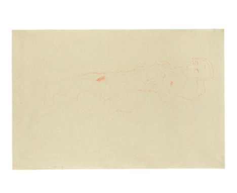 GUSTAV KLIMT (1862-1918)Liegender Akt nach rechts red pencil on paper36.8 x 55.9cm (14 1/2 x 22in).Executed in 1914-1915Footn