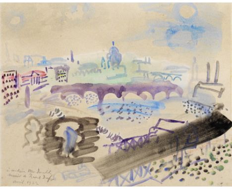 RAOUL DUFY (1877-1953)La Tamise signed, inscribed and dated 'à Madame MacDonald souvenir de Raoul Dufy avril 1932' (lower lef
