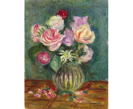 CHARLES CAMOIN (1879-1965)Roses dans un vase de verre signed 'Ch Camoin' (lower right)oil on canvas laid down on board35.3 x 