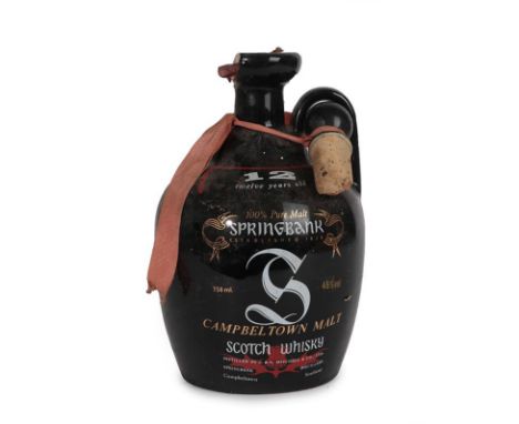 Springbank 12 Years Old Single Campbeltown Malt Scotch Whisky, 1980s ceramic decanter bottling, 46% vol 750ml (the top of the
