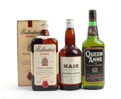 Queen Anne Rare Scotch Whisky, 1970s bottling, 70° proof, 262/3 fl. ozs. (one bottle), Haig Gold Label Blended Scotch Whisky,