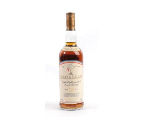The Macallan Single Highland Malt Scotch Whisky 12 Years Old Whisky Officiel du Bicentenaire de la Revolution 1789-1989 to ce