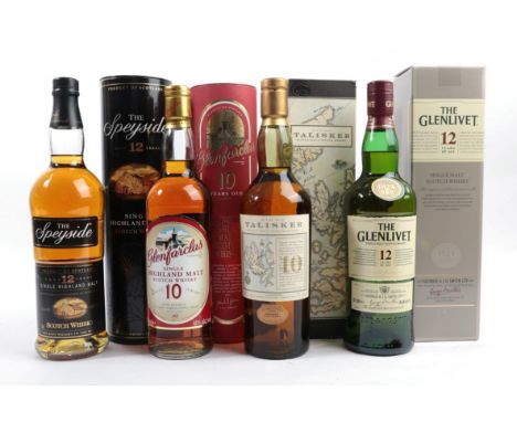 Glenfarclas 10 Years Old Single Highland Malt Scotch Whisky, 40% vol 700ml, in original cardboard tube (one bottle), The Spey