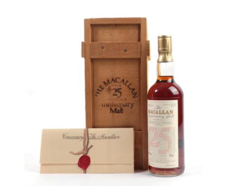 Macallan 25 Year Old Anniversary Malt, A Special Bottling Of Unblended Single Highland Malt Scotch Whisky, distilled 1958/195