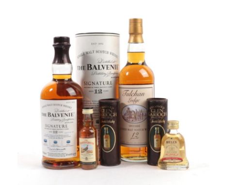 The Balvenie 12 Year Old Signature Single Malt Scotch Whisky, 40% vol 70 cl (one bottle), Tulchan Lodge 12 Year Old Speyside 