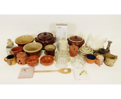 Various ceramic jelly moulds, a vintage wash board, modern decorative Oriental chinaware, a boxed set of six Bohemia 'Symphon