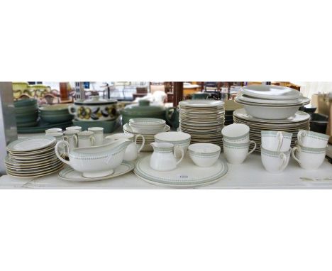 Royal Doulton Berkshire pattern part tea and dinner service, 20th century, printed black marks, printed with palmettes and gr