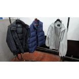 3 off assorted coats and body warmers by Versace, Polo and Marc O'Polo