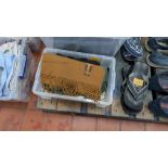 Contents of a crate of assorted scarves gloves and similar