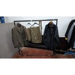 Traditional shooting/hunting clothing comprising 2 pairs of breeches and 1 Robert Hall waxed jacket,