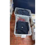 Contents of two crates of assorted clothing including fleeces pyjamas and more
