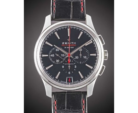 A GENTLEMAN'S STAINLESS STEEL ZENITH RED PRIMERO CAPTAIN AUTOMATIC CHRONOGRAPH WRIST WATCHDATED 2013, REF. 03.2115.400/21.C70