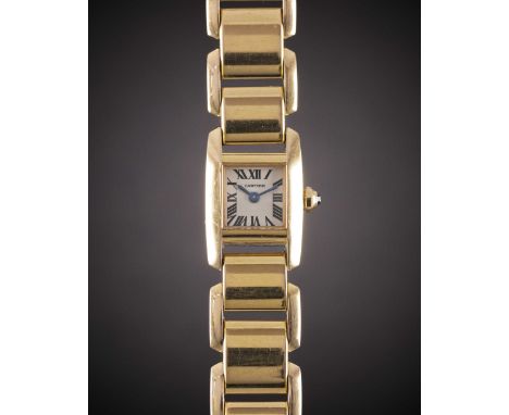 A LADIES 18K SOLID GOLD CARTIER TANKISSIME BRACELET WATCHDATED 2005, REF. W650018H / 2829 WITH ORIGINAL BOX & PAPERSMovement: