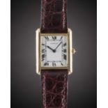 A GENTLEMAN'S SIZE 18K SOLID GOLD CARTIER TANK WRIST WATCH CIRCA 1960s Movement: 17J, manual wind,
