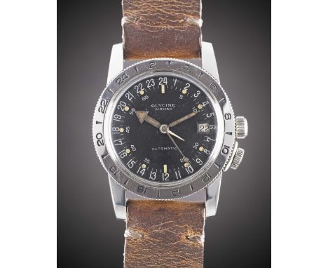 A GENTLEMAN'S STAINLESS STEEL GLYCINE AIRMAN PILOTS WRIST WATCHCIRCA 1966Movement: 25J, automatic, AS cal. 1700/01, signed Gl