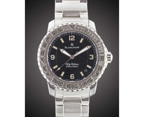A GENTLEMAN'S STAINLESS STEEL BLANCPAIN FIFTY FATHOMS AUTOMATIC BRACELET WATCHDATED 1999, REF. 2200-1130-71 WITH ORIGINAL BOX