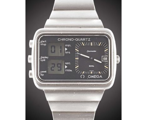 A GENTLEMAN'S STAINLESS STEEL OMEGA SEAMASTER MONTREAL "SCOREBOARD" CHRONO-QUARTZ BRACELET WATCHCIRCA 1976, PRODUCED FOR THE 
