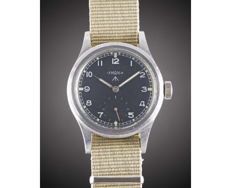 A GENTLEMAN'S BRITISH MILITARY LEMANIA W.W.W. WRIST WATCHCIRCA 1945, PART OF THE "DIRTY DOZEN", WITH MOD DIAL & HANDSMovement