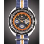 A GENTLEMAN'S STAINLESS STEEL NIVADA GRENCHEN CHRONOKING CHRONOGRAPH WRIST WATCH CIRCA 1970, REF.