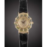 A LADIES 18K SOLID GOLD, DIAMOND & YELLOW CRYSTAL CORUM PRINCESS LIMELIGHT WRIST WATCH CIRCA