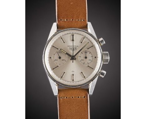 A GENTLEMAN'S STAINLESS STEEL HEUER CARRERA 45 CHRONOGRAPH WRIST WATCHCIRCA 1960s, REF. 3647S WITH SILVER DIALMovement: 17J, 
