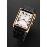 A RARE GENTLEMAN'S LARGE SIZE 18K SOLID GOLD CARTIER TANK "JUMBO" AUTOMATIC WRIST WATCH CIRCA