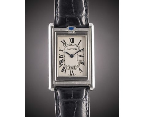 A GENTLEMAN'S STAINLESS STEEL CARTIER TANK BASCULANTE "JUMBO" WRIST WATCHCIRCA 2000s, REF. 2522Movement: Quartz, signed Carti
