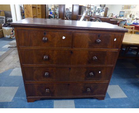 A 19th Century Mahogany Bedroom Chest of Two Short and Three Long Drawers on Bracket Feet, 118cm Wide