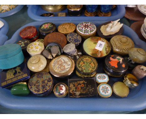 A Tray of Various Trinket Boxes, Enamelled Boxes etc