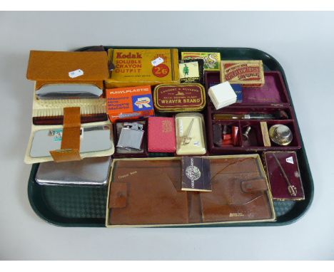 A Tray of Curios to Include Vintage Tins, Cased Lighter, Orient Express Match Books, Seal Set etc