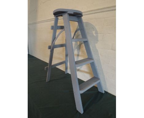 A Grey Painted Three-Step Step Ladder 