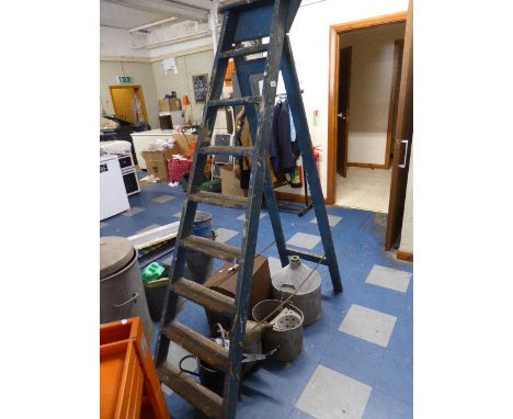 A Tall Eight-Step Wooden Step Ladder