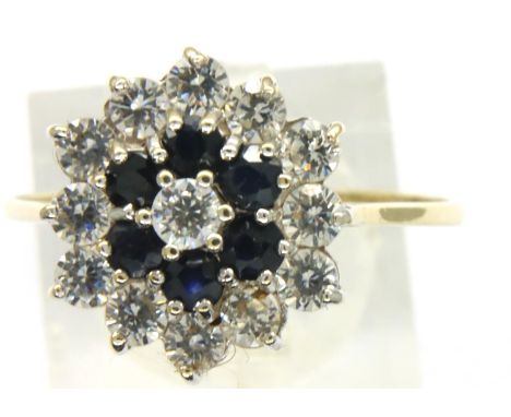 9ct gold sapphire and white stone set ring, size V, 2.2g. P&amp;P Group 1 (£14+VAT for the first lot and £1+VAT for subsequen