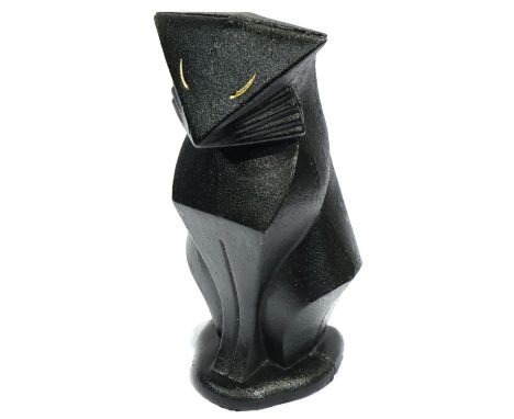 A large painted cast iron Art Deco style cat doorstop, H: 26 cm. P&amp;P Group 3 (£25+VAT for the first lot and £5+VAT for su