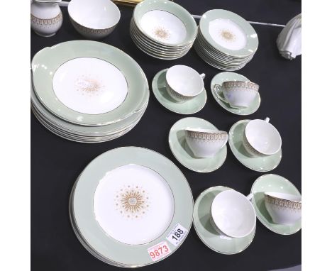 Alfred Clough tea and dinner service in The Satin White pattern, of forty three pieces. Not available for in-house P&amp;P, c