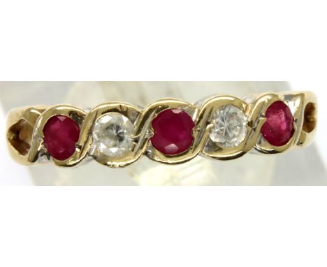 9ct gold ruby and white stone set ring, size L, 1.9g. P&amp;P Group 1 (£14+VAT for the first lot and £1+VAT for subsequent lo