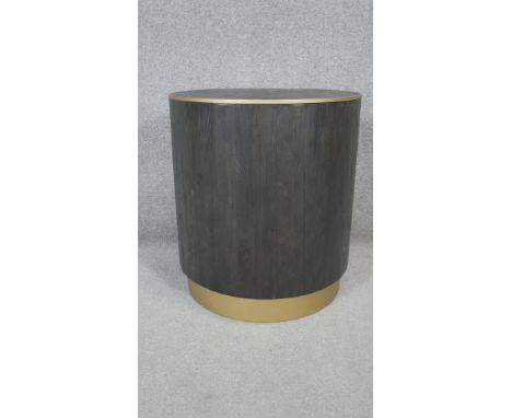 A contemporary gilt metal bound lamp table. H.56 W.50cm 