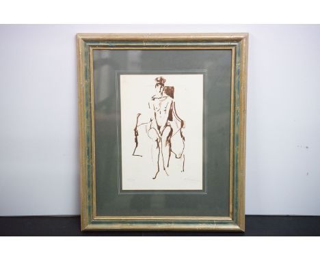 Pieter / Cecilia Vanderbeek, portrait of a seated nude female, mixed media, signed &amp; numbered, biographical text verso, 3