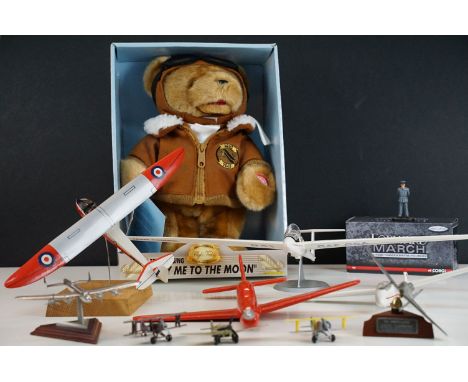 Collection of aviation memorabilia to include a 100th Wright brothers anniversary flight teddy, Corgi Forward March metal fig
