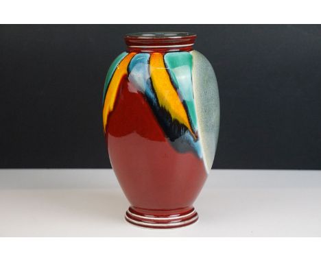 Poole Pottery living glaze oviform vase with grey interior, H 23cm